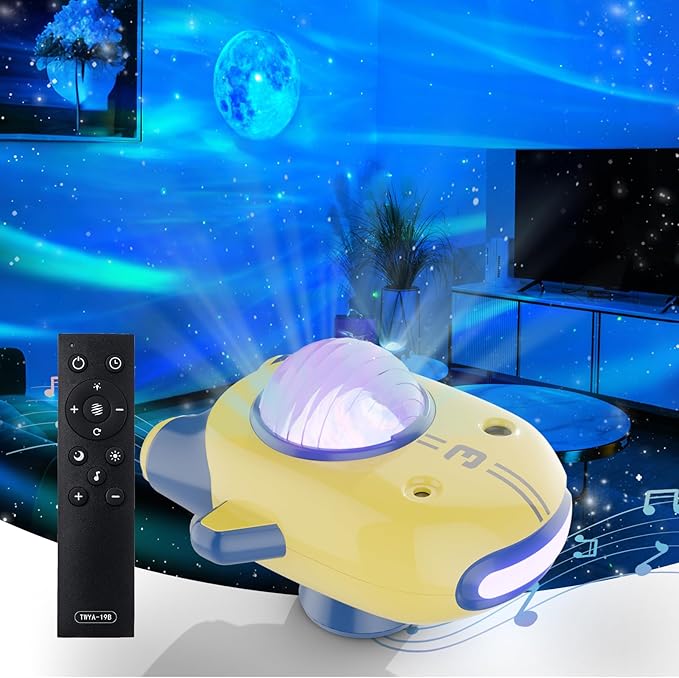 Galaxy Star Projector for Kids, 6 Colors & 5 White Noise Ceiling Night Light with Remote Control, Northern Lights Projector Gifts for Girls Boys Adults,Bedroom Party Decoration (Yellow)
