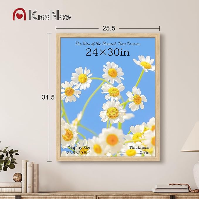 24x30 Poster Frame set of 2, Natural Oak Wood Picture Frame, Wall Hanging