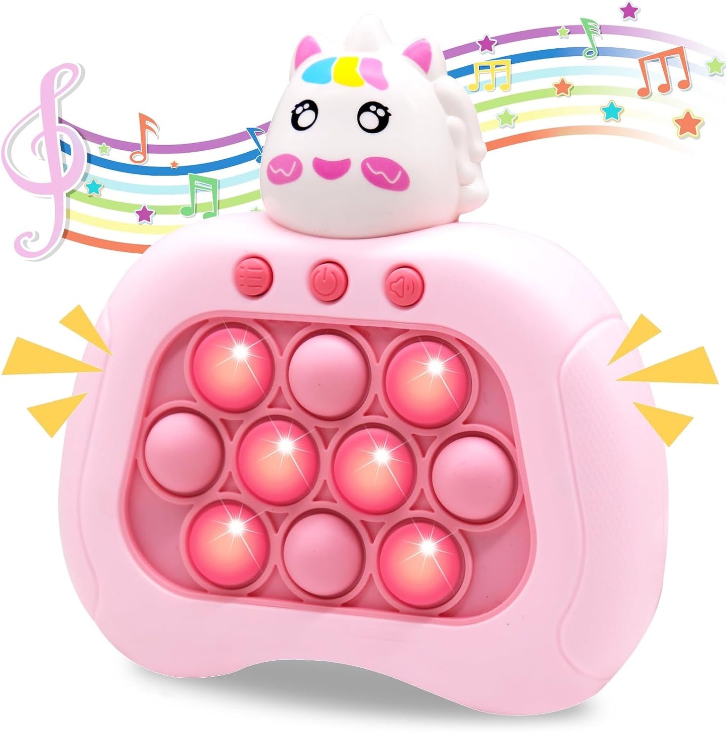 Quick Push Bubble Game,Popping Game Light up Pop Fidget Toy for Kids,Fast Push Console Game for Ages 3-12 for Boys and Girls,Handheld Puzzle Game Sensory Toys (Unicorn)