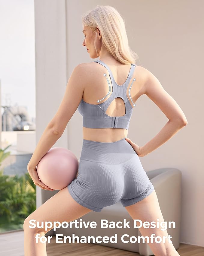 Momcozy Nursing Bras for Breastfeeding, Ribbed Maternity Bra with Racerback, Soft Stretchy Nursing Sports Bra for Yoga