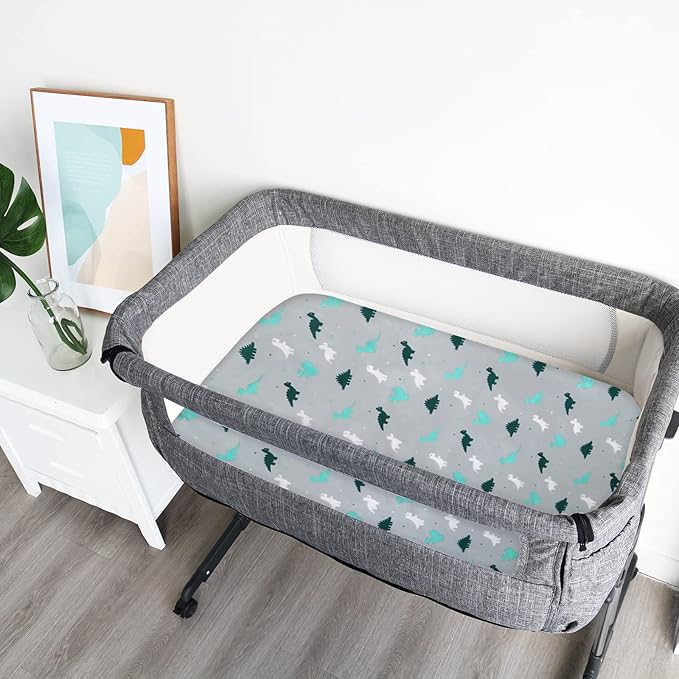 Bassinet Sheet, Bassinet Sheets 2 Pack, Ultra Soft Bassinet Sheets for Baby Boys or Girls Universal Fit for Rectangle, Oval, Hourglass Bassinet Pad/Mattress, Grey