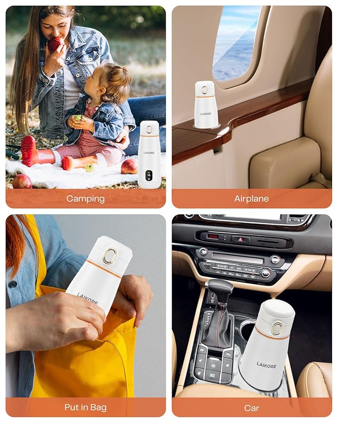 Portable Milk Warmer - Travel & On-the-Go, Quick Heating Breast Milk & Baby Milk Bottle Warmer, USB Rechargeable