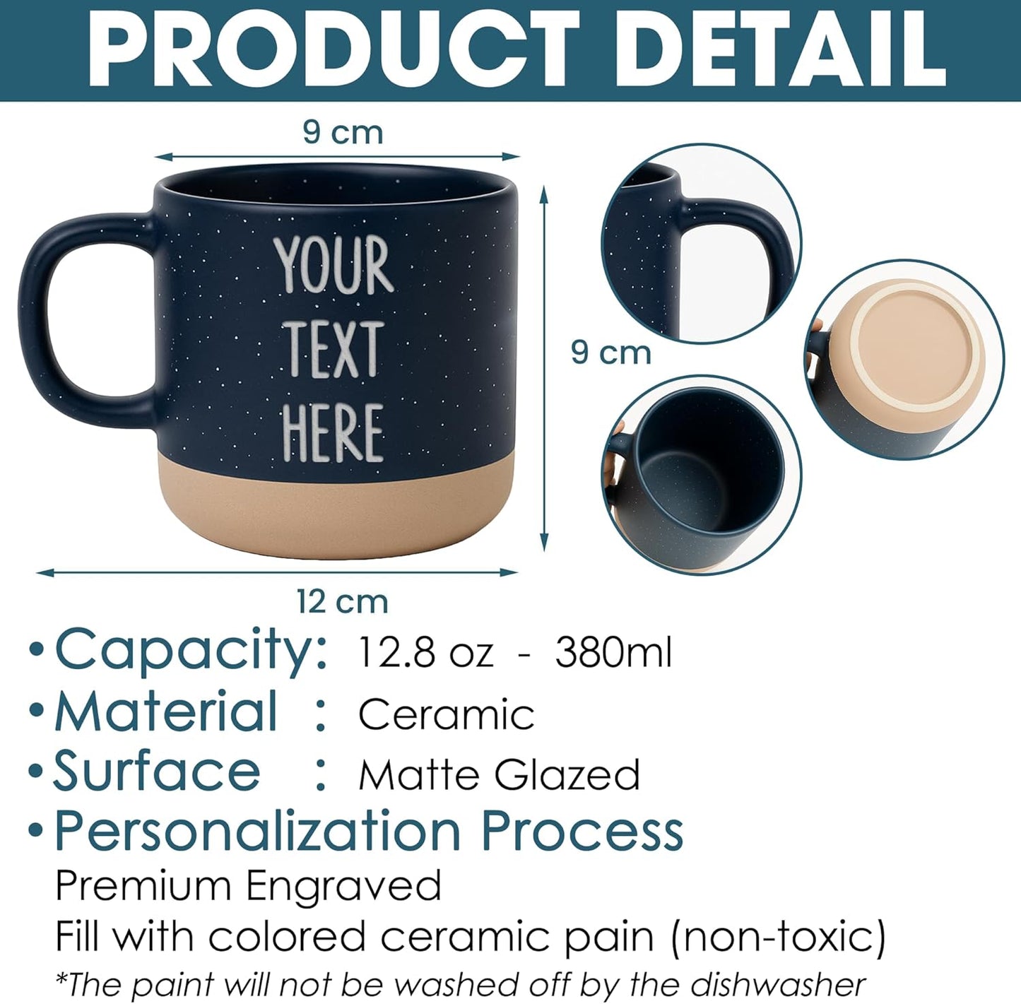Custom Coffee Mug – Personalized Ceramic Cup with Name – 12 oz Cute Coffee Mugs – Unique Customized Gifts – Design Your Own Customizable Mug – Large Custom Cups for Men & Women (02)