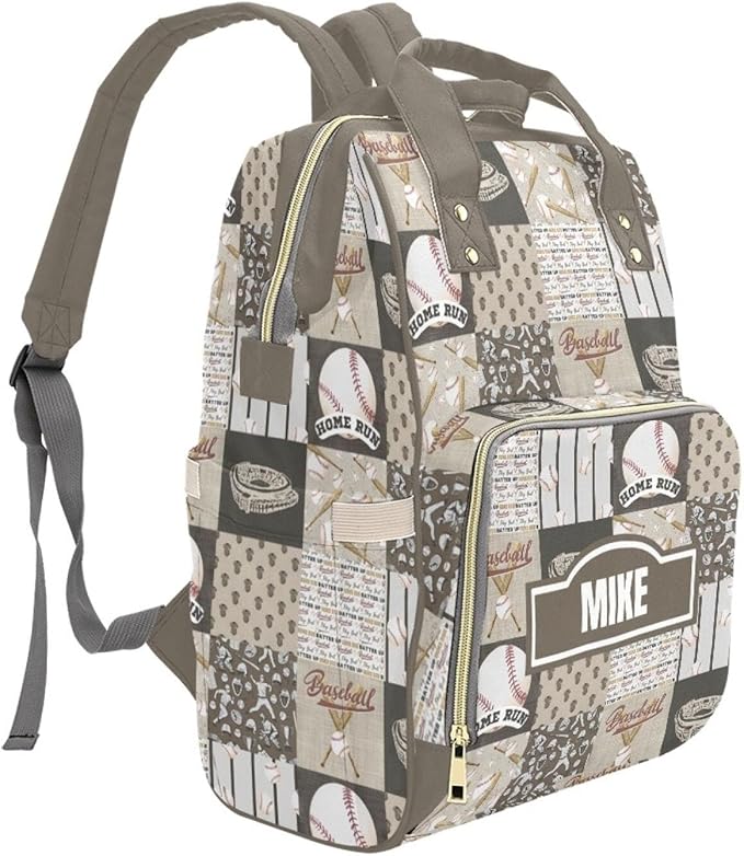 Personalized Baseball Diaper Bag with Name – Custom Baby Bag, Nursing Tote Backpack for Mom, Custom Name Mommy Daypack, Shower Gift for Baby