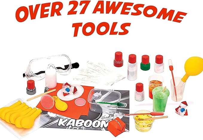 Playz Kaboom! 50+ Explosive Science Experiments Kit for Kids Age 8-12 with 25 Playz Lab Token Experiments - Chemistry Set STEM Learning & Educational Toys & Gifts for Boys, Girls, Teenagers & Kids