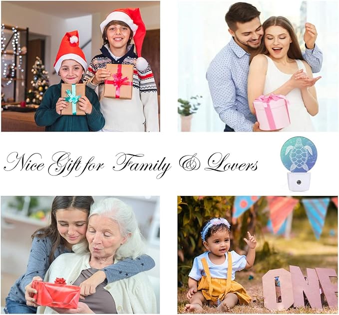 EKOBLA Blue Sea Turtle Night Light Summer Turtle Underwater Vintage Night Lights Plug into Wall Ocean Themed Led Lamp Home Decor for Living Room Bedroom, 0.5W Nightlight