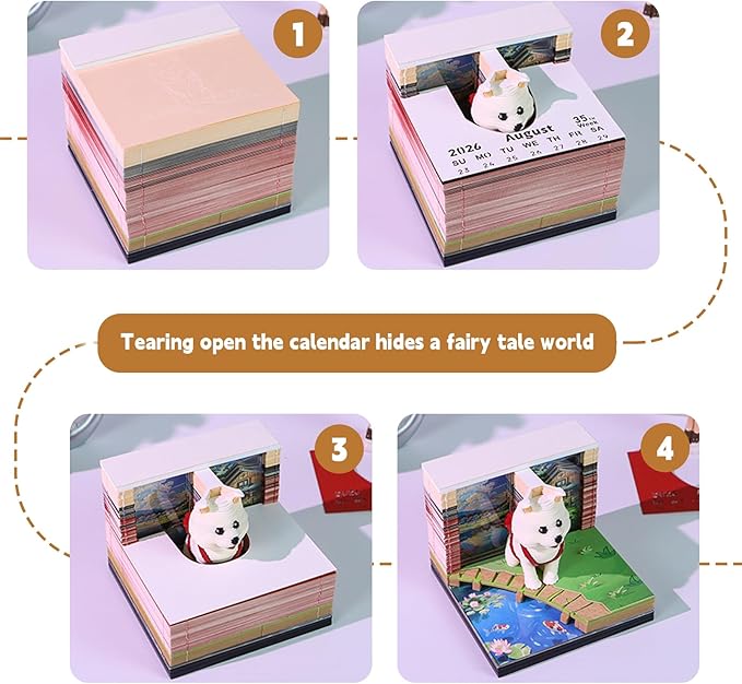 3d Calendar 2026,The Combination Of Paper Carved Lights And Artistic Creativity,Backpack Dog 3d Calendar,Suitable For Note Taking,Decorative Ornaments,Holiday Gifts (white)