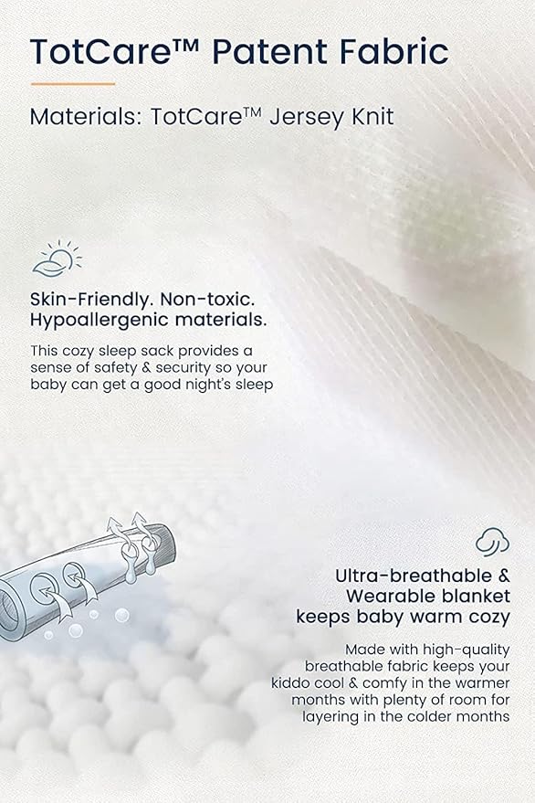 TotAha Light Sleep Sack, Stretchy, Soft, Cozy Wearable Blanket Sleep Bag with 2-Way Safe Zippers for 0-6-12-24 Months 0.5 TOG
