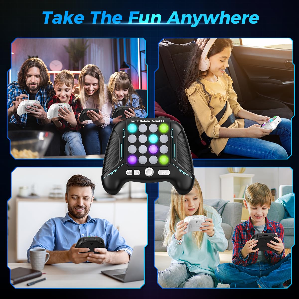 VATOS 2PCS Quick Push Fidget Game Handheld Black & White Electric Pop Game with 5 Gameplay Modes, Handheld Game Controller, Portable Toy Cool Gifts for 6 7 8 9 Year Old Kids Boys Girls Teens Adults