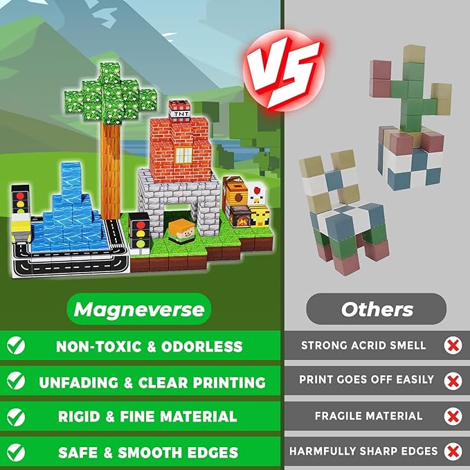 150 PCS Magnetic Blocks - Building Block for Kids Ages 4-8, Magnet Blocks Cubes Tiles Constructions Toys Girl Boy, STEM Educational Montessori Stacking Toy, Sensory Play Game Preschool Learning Gifts