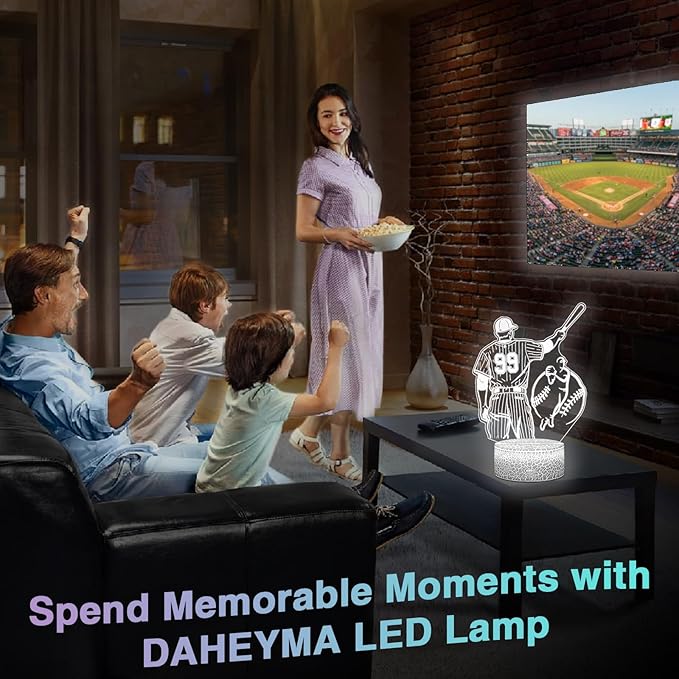 Baseball Gifts for Boys, 16 Colors Baseball Night Light - Remote Control, Timer Tpye-C Dimmable Lamp, LED 3D Light Illusion, Glow Room Decor