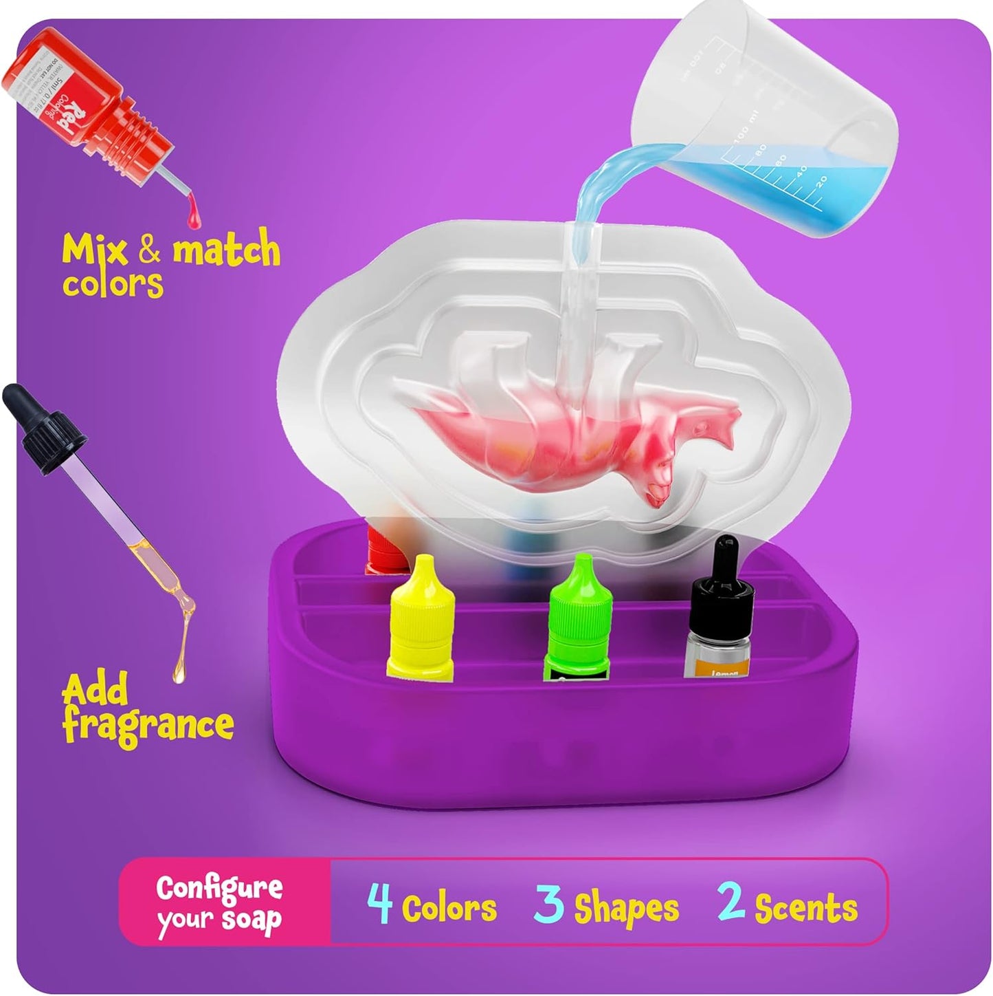 Dan&Darci Dino Soap Making Kit for Kids, Dinosaur Science Toys Kits, Gifts for Kid All Ages, DIY Activities Craft - Art Crafts Gift Set for Boys and Girls Age 3 4 5 6 7 8 12 Year Old Boy