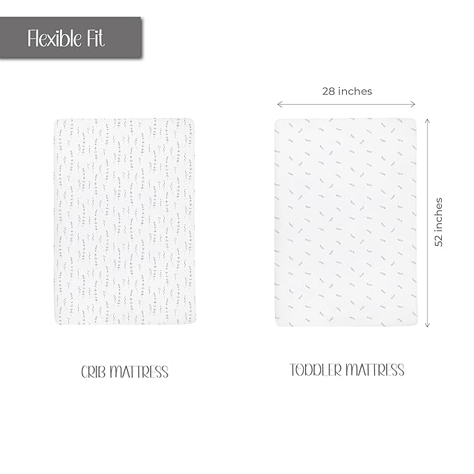 Ely’s & Co. Crib Sheets, Baby Boy/Girl Fitted Crib Mattress Sheet Set, 2 Pack, 100% Jersey Knit Cotton, Infant and Toddler Nursery Bedding, Forest Grey Print, 28” x 52”