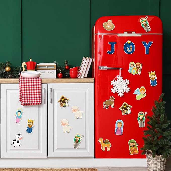 20 PCS Christmas Window Decor Nativity Thick Gel Clings Religious Christian Decoration Jesus Birth Window Clings Decals for Kids Toddlers Home Airplane Xmas Yuletide Party Classroom Nursery