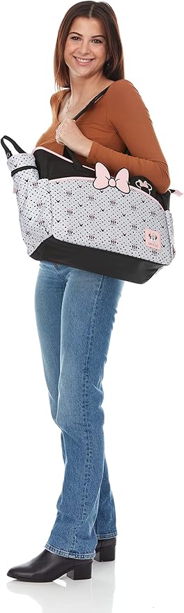 Disney Cudlie Diaper Tote Bag for Moms | Large Spacious Travel Diaper Tote for Baby Boy and Girl | 17-Inches Wide Multi-Functional Baby Bag with Cute Patterns