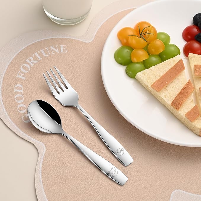 Toddler Eating Utensils Set,Set Of 12 Food Grade Stainless Steel Silverware Sets For Kids,Dishwasher Safe Children Small Metal Spoons And Forks Flatware Sets