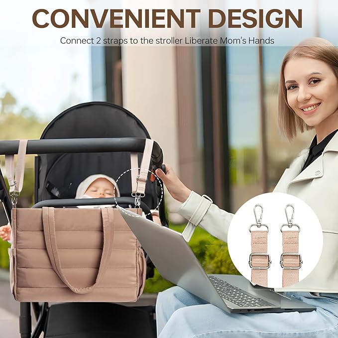 Diaper Bag Tote, Large Capacity Travel Diaper Baby Bags Crossbody Hospital Mom Bag，with Silicone Pacifier Case