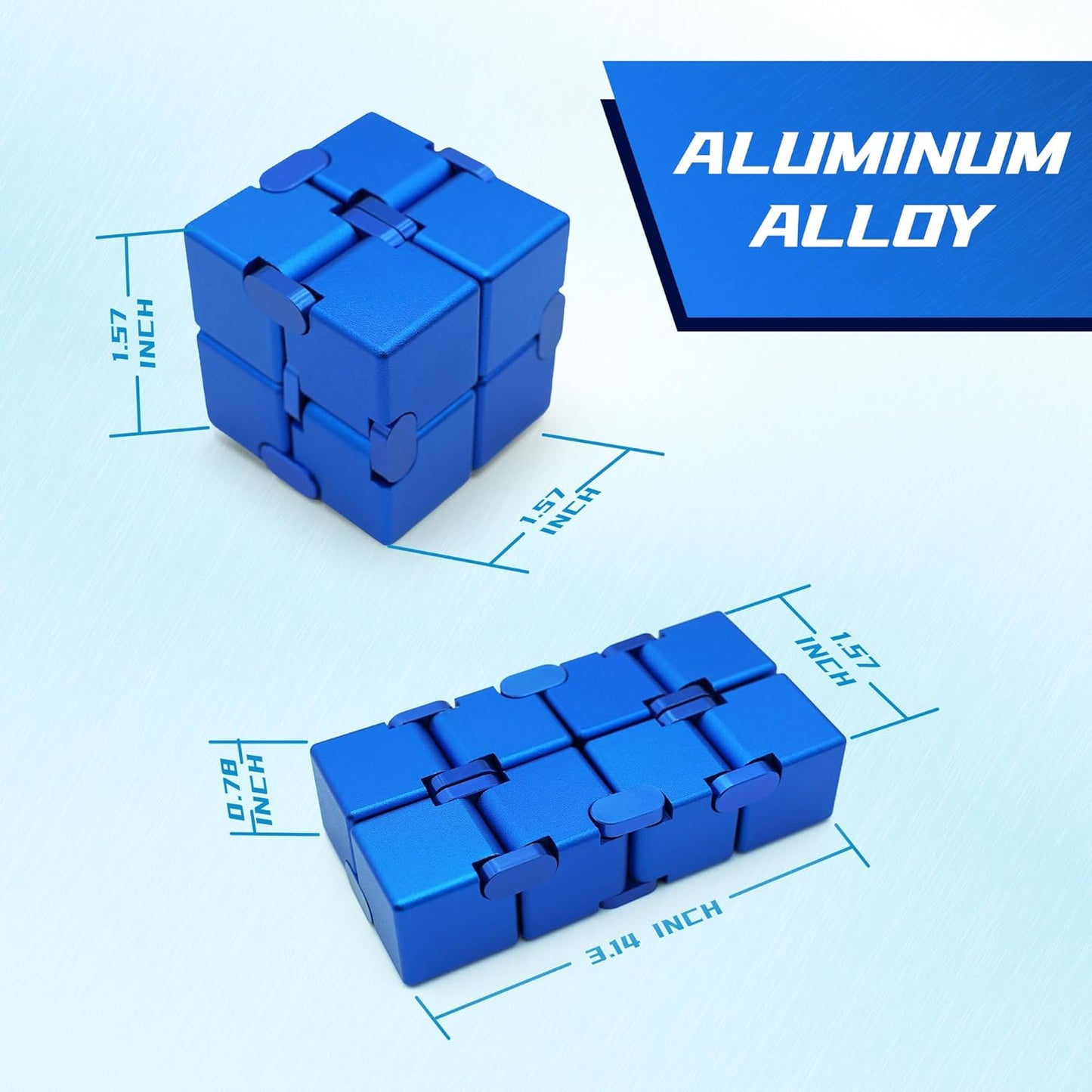 Infinity Cube, Fidget Toys Metal, ADHD Desk Toys for Anxiety, Sensory Items for Adults, Cool Gadgets for Kids Party Favors, Stocking Stuffers (Blue)