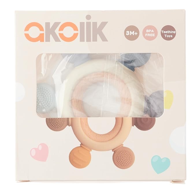 akolik Baby Teething Toys, Teething Relief Toy, BPA Free Baby Chew Toys Infant Toys Newborn Accessories, Teethers for Babies 0-3-6-9-12 Months Old Boys Girls