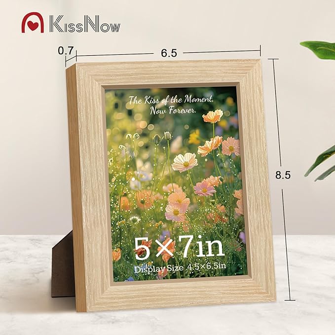 5x7 Picture Frame 2 Pack, Natural Oak Wood Gallery Photo Frame, Wall Hanging or Tabletop Display