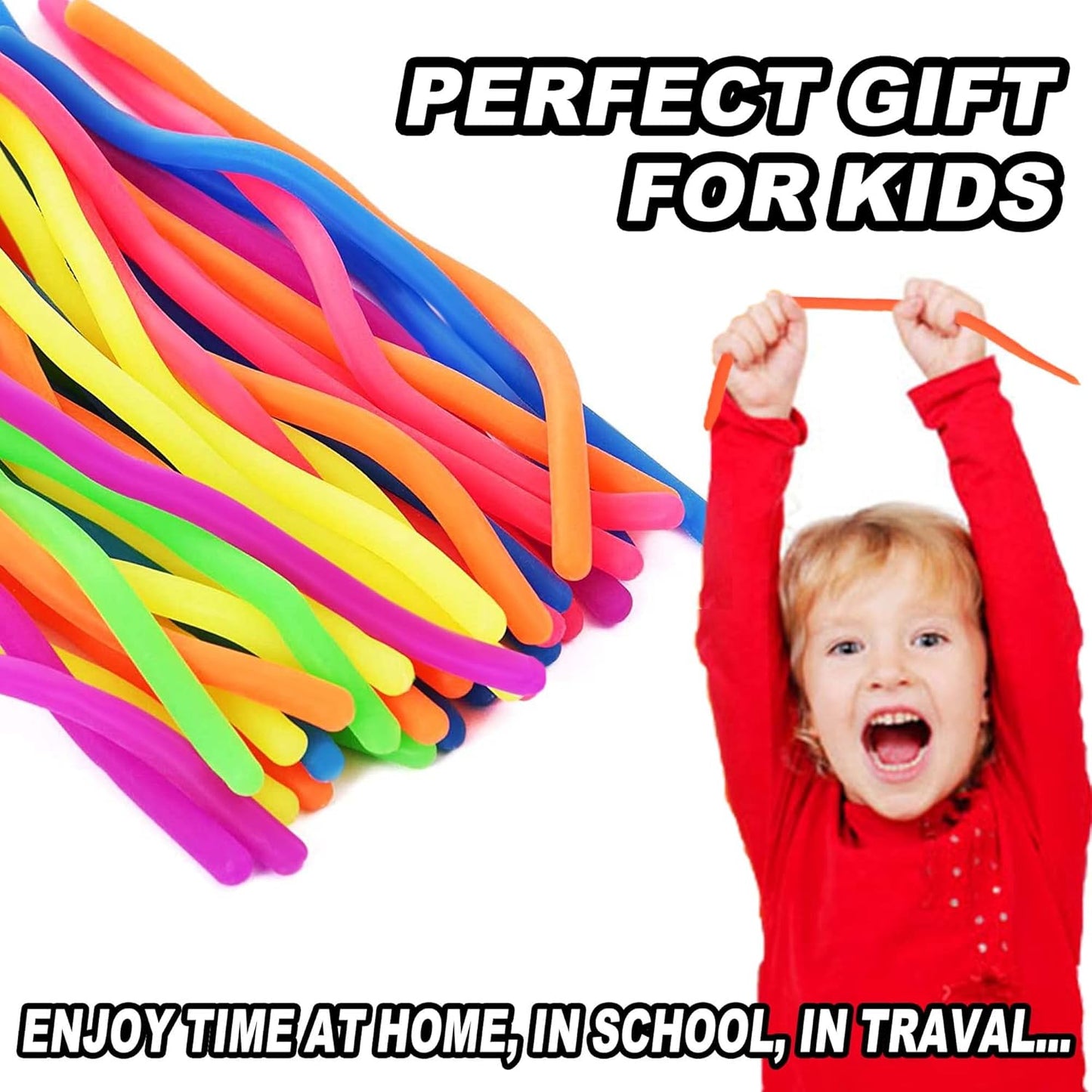 Small Stretchy String Noodles 30 Packs Children Sensory Stretch Strings Fidget Toys for School Classroom Rewards Back to School Birthday Party Favors and Prizes Treasure Box Toys