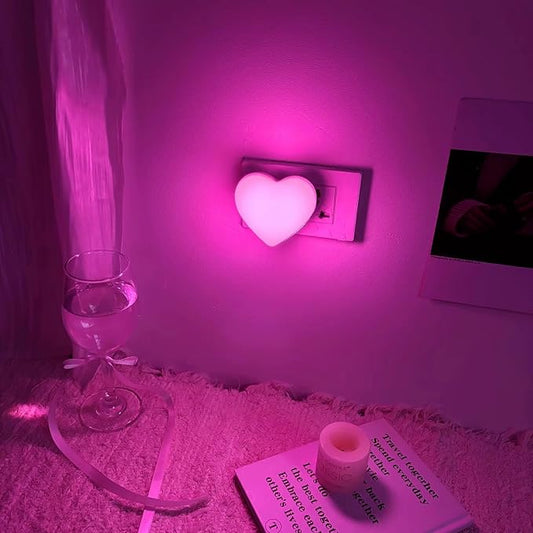 Night Lights Plug into Wall - Heart LED Night Light for Kids, Cute Nightlight Plug in with Auto On/Off Dusk to Dawn Sensor, Soft Warm Lamp for Bedroom, Nursery, Living Room, Bathroom, Hallway, Pink
