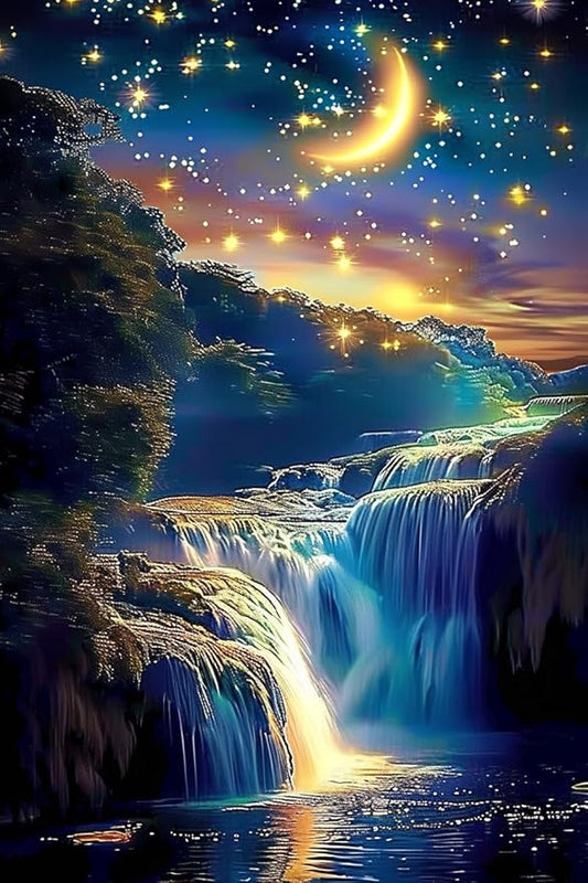 1000-Piece Adult Puzzle - Best Brain Exercise & Relaxing Game, Beautiful Starry Sky and Waterfalls for Friends & Puzzle Lovers