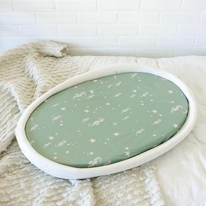 Baby Bassinet Sheets for Boy, Girl (Ocean Odyssey) 2-Pack - Fitted Bedside Bassinet Sheets - Buttery Soft Cotton Blend for Standard Mattress Pad - Compatible with Halo BassiNest