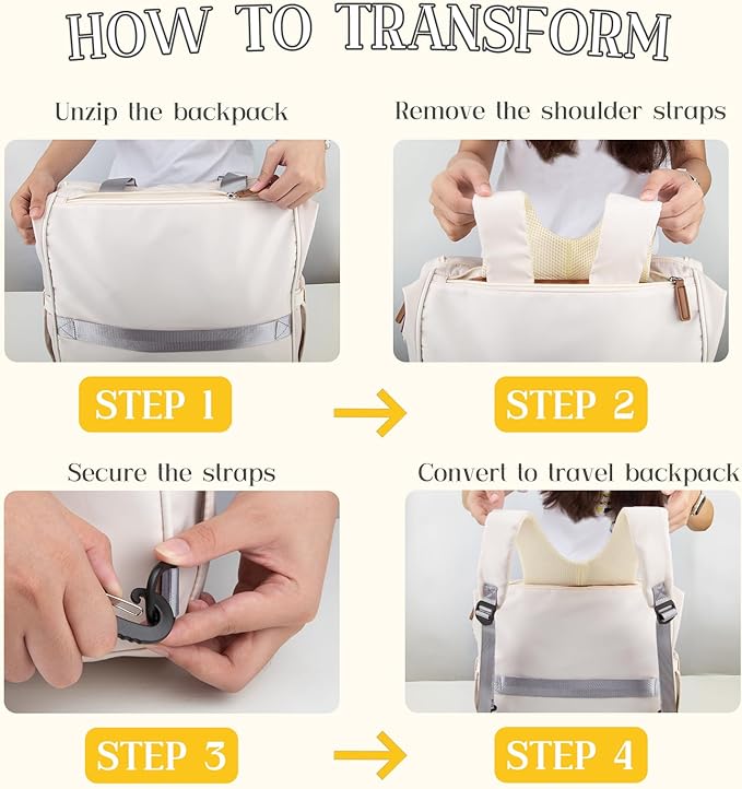 Diaper Bag Backpack, Mommy Travel Diaper Bag Tote with Shoulder Strap, Hospital Bag, Weekender Baby Bag for Mom