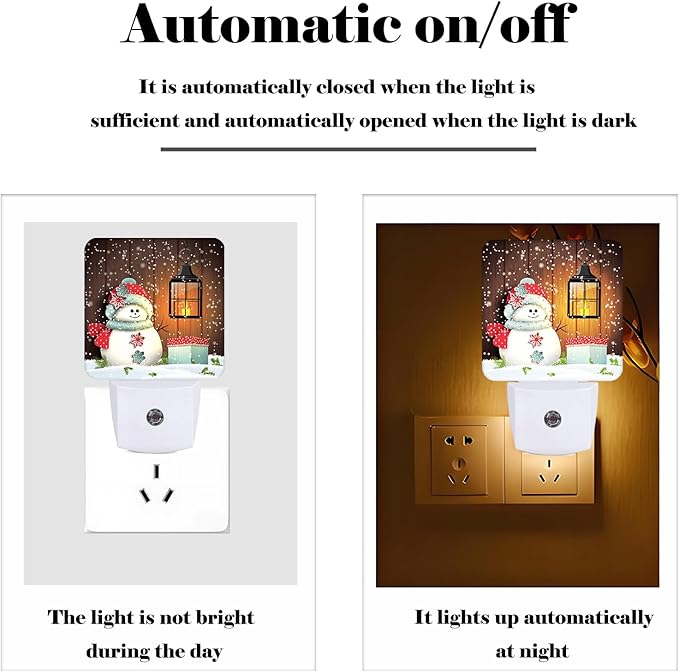 Cute Snowman Night Light,Plug-in Night Lights with Dusk to Dawn Sensor for Stairway,Hallway,Bedroom Sleep Friendly Ideal for Women/Girls/Boys Gift,0.5w