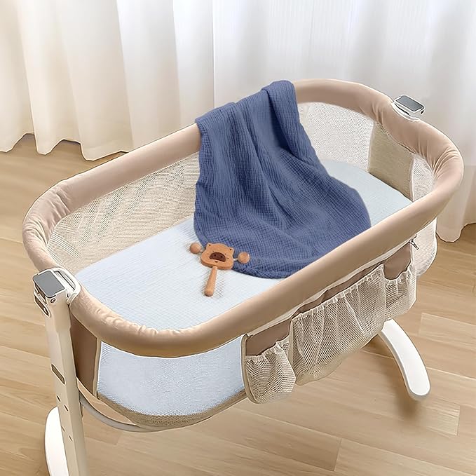 lulumoon Muslin Bassinet Sheets for Baby: Skin-Friendly & Soft Bedside Sleeper Bassinet Fitted Sheets for Boys