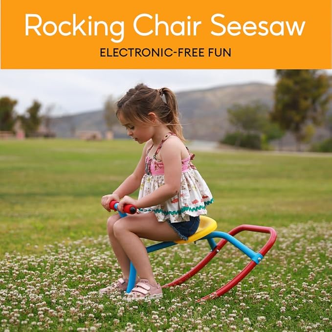 PLATPORTS Rocking Horse - Kids Rocking Horse Rocking Chair Seesaw- Safe Home Playground Backyard Equipment - Rocker Single Teeter Totter for Youth Junior Kids