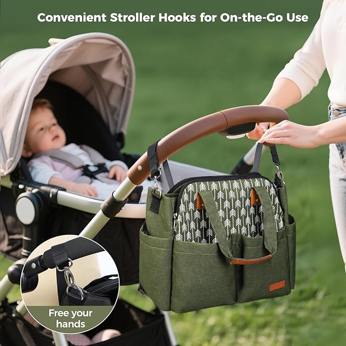 Lekebaby Diaper Bag Tote, Large Diaper Bags Waterproof,Large Mommy Bag Tote Bag Handbag Pink Travel, Black and Beige