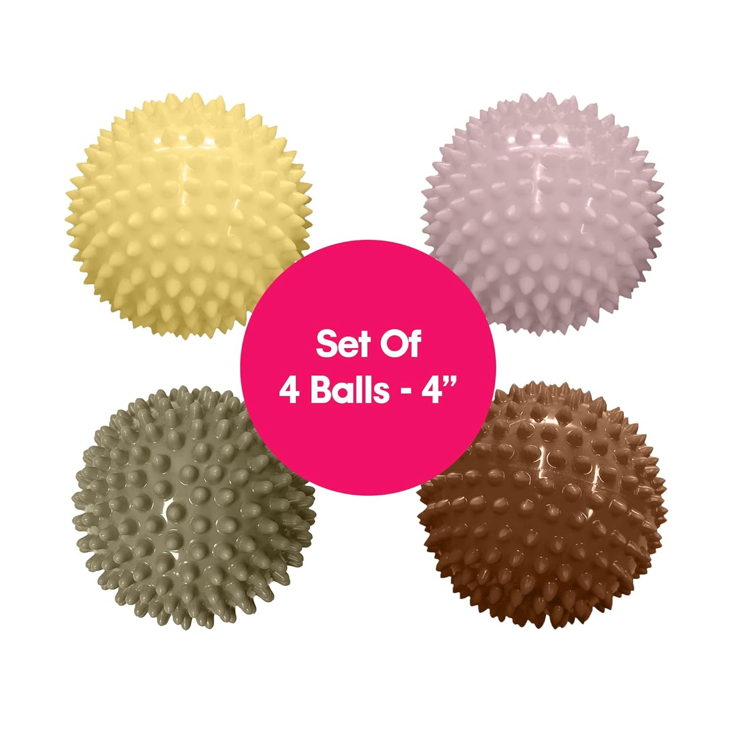 Edushape Sensory Balls for Baby - 4” Trendy Color Baby Balls That Help Enhance Gross Motor Skills for Kids Aged 6 Months and Up - Pack of 4 Vibrant Colorful and Unique Textured Balls for Baby