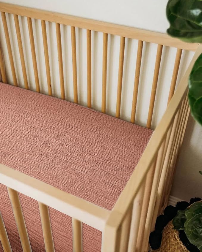 Bassinet Sheet for Baby Boy and Girl, Fitted Sheets for Rectangle, Oval, Hourglass Bassinet Mattress, Muslin Moses Basket Sheets with Neutral Style (Dusty Rose)
