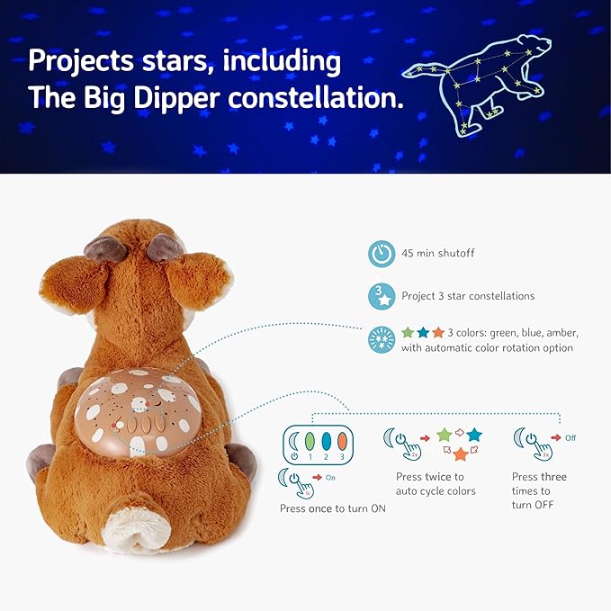 Cloud b Calming Nightlight Star Projector | Gentle Brightness | 3 Colors | 3 Constellations | Auto-Shutoff | Twilight Buddies®- Fawn