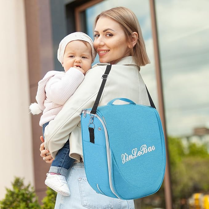 Baby Travel Bassinet Portable Bassinets, Foldable Carry Bag Bassinet Travel Crib, Lightweight Baby Lounger Pod Infant Bed with 2-1 Mosquito & Canopy (Blue)