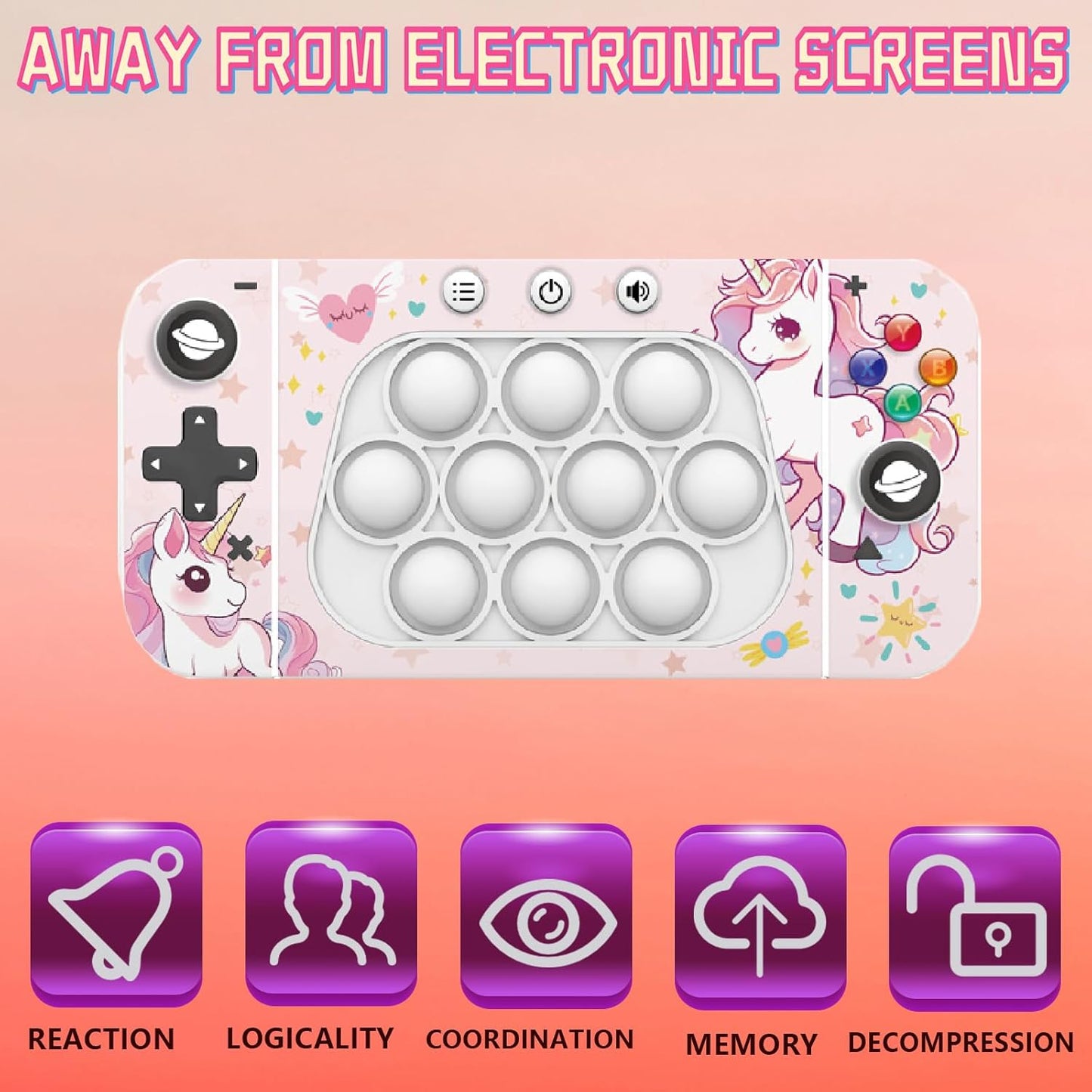 Creative Stress Relief Toys, Decompression Breakthrough Puzzle Pop Button Gopher Game Machine, Novelty Fidget Toys Party Favor Gifts for Kids Adults, Toy for 3+ Year Old (Unicorn)