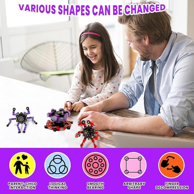 24pcs Transformable Fidget Spinners Children's Advanced Fidget Toys for Stress Relief Ideal Fidget Spinners for Sensory Toys for Boys and Girls with Autism，Party Favors