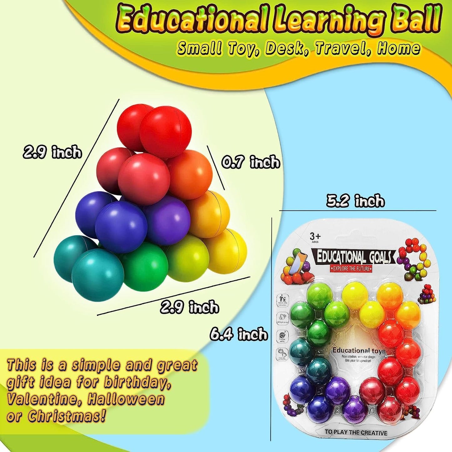 Sensory Fidget Toys for Kids Toddler Boys, Autism Figette Ball Autistic ADHD Cool Desk Toy, Calm Down Travel Airplane Essentials Toys for Age 3-12 Year Old, Stuffers Gift for Kids Teens Girls