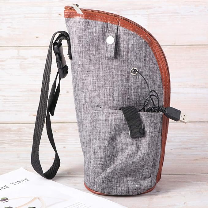 2sets USB Bottle Warmer Heater with Automatic Temperature Control Portable Travel Cup Cover for Car Use Go Feeding Grey