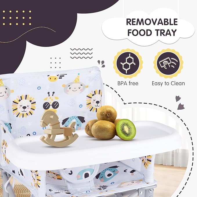 Portable Booster Seat, Toddler Baby Seat with Tray for Dining Table Compact Floor Chair for Camping Lawn Beach Babies Travel 6-36 Months