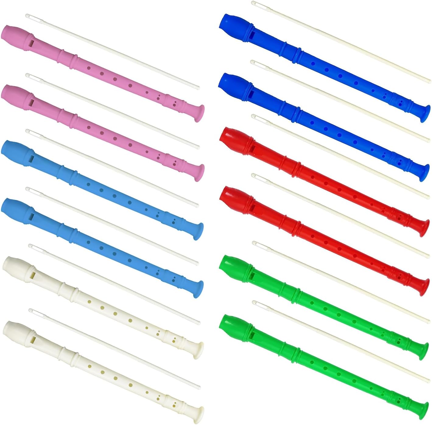 12 Pack 8 Hole Soprano Recorders Descant Flute With Cleaning Rod German Style for Beginner Graduation or Back to School Gift (multi color 1)