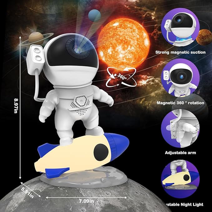 Star Projector, Astronaut Galaxy Projector for Bedroom, 13 in 1 HD Planetarium Projector, 360°Rotating Galaxy Light 9 Colors Night Lights Party Room Decor