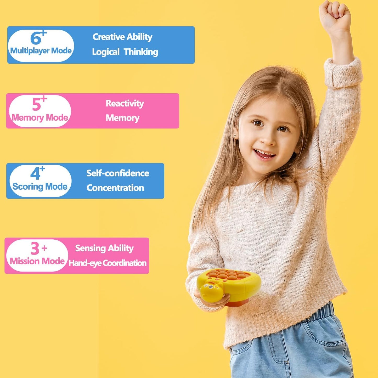 Pop Fidgets Game Toys,Handheld Speed Pushing Game Machine,Quick Push Game,Fidget Game Toy for 6 7 8 9 10 11 12 Boys Girls Teens（Duck）