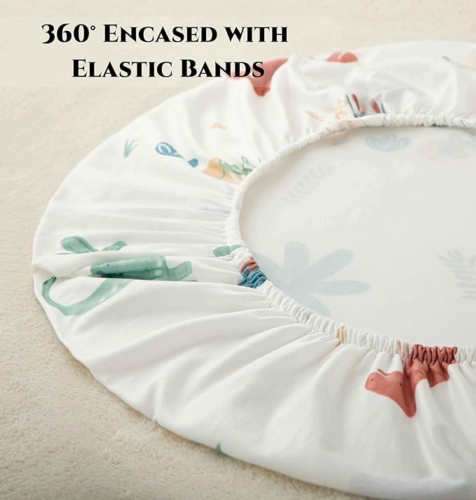 SDY Dinosaur Baby Bassinet Sheets Set 2 Pack for Boys Girls，Elastic Travel Crib Fashionable Floral Pattern, Standard Cradle Safe Sheets Set 32 * 16 * 4 inches (Dino)