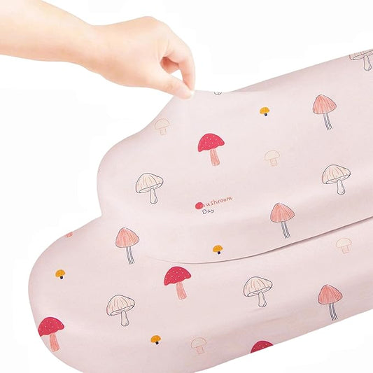 SDY Mushroom Bassinet Sheets Set 2 Pack for Boys Girls， Universal Fit for Bassinets Baby Cradle Moses Basket Oval Rectangle Mattress Safe and Snug 32 * 16 * 4 inches (Mushroom Day)