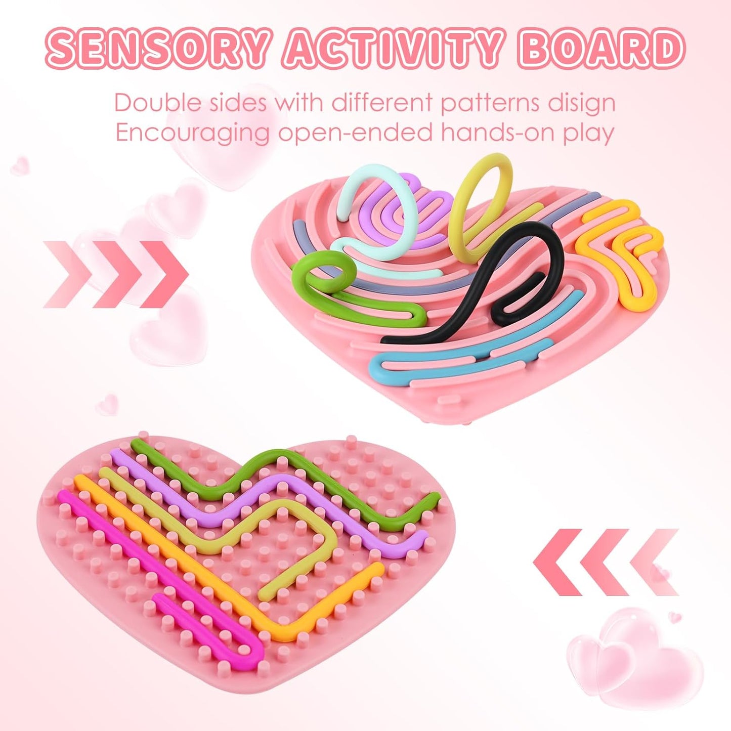 Sensory Toys for Toddlers Kids Sensory Activity Board Calming Fidget Toy for Stress Relief,Anxiety,ADHD,Silent & Mess-Free,Autism Sensory Products for Kids 3+ & Adults,Kids Travel Activity Toys (Pink)