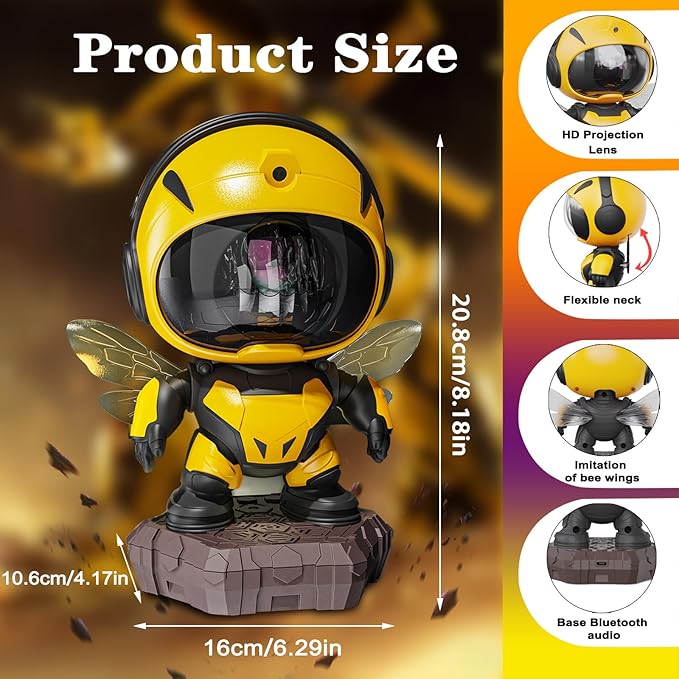 2024 New Bee Colorful Projector Lamp, Robot Toys, Star Sky Projector,Galaxy Night Light, LED Lamp, Children's Room Decor, Ideal for Christmas Gifts, Birthdays, Suitable for Girls and Boys, Adults