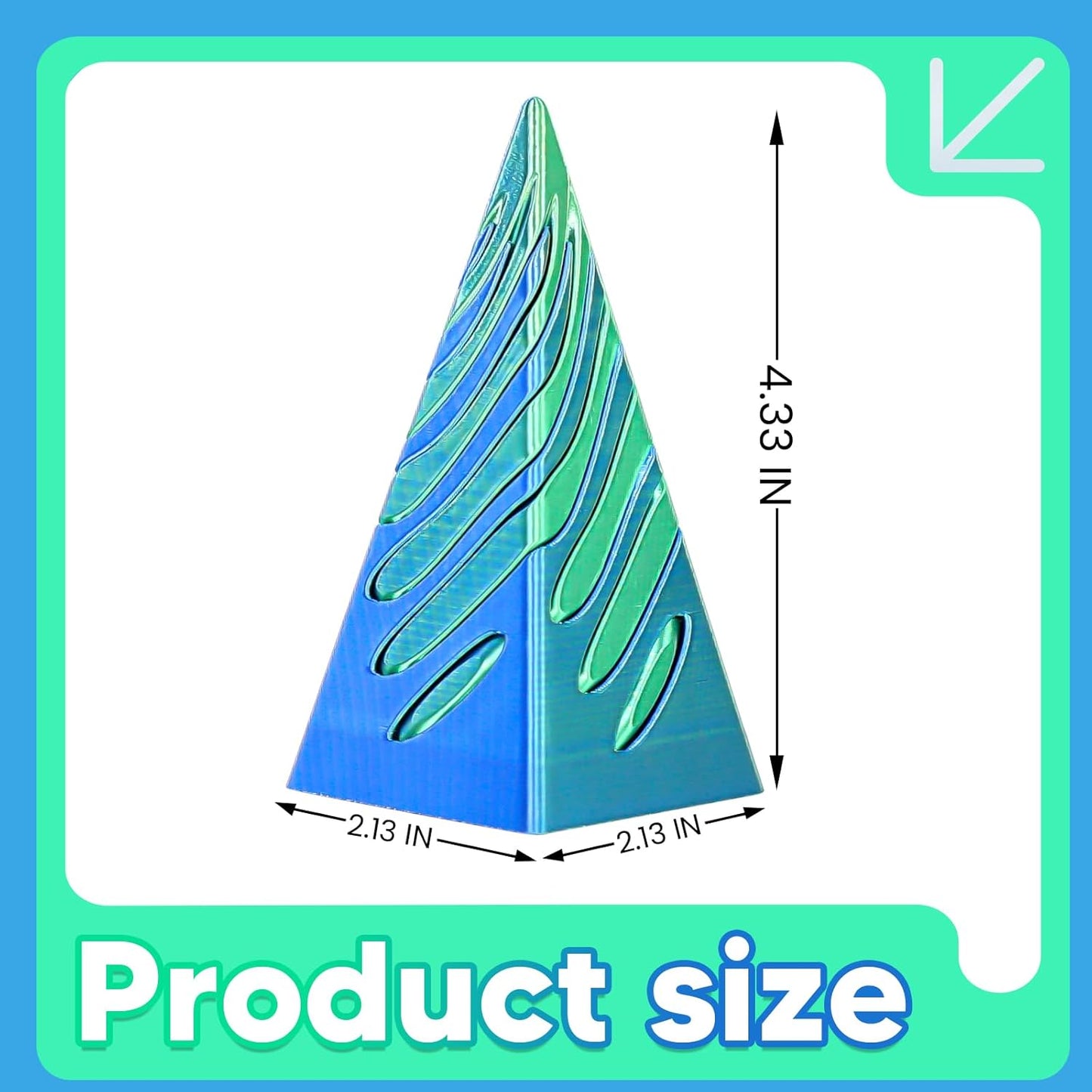 Impossible Pyramid Passthrough Sculpture 3D Printed Spiral Cone Fidget Toy for Adults Kids, Infinity Spiral Tree, Christmas, Halloween, Thanksgiving, and White Elephant Gifts (Green)